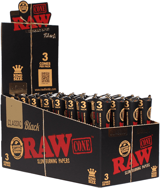 RAW Black Cones King Size - 3pk - King Size